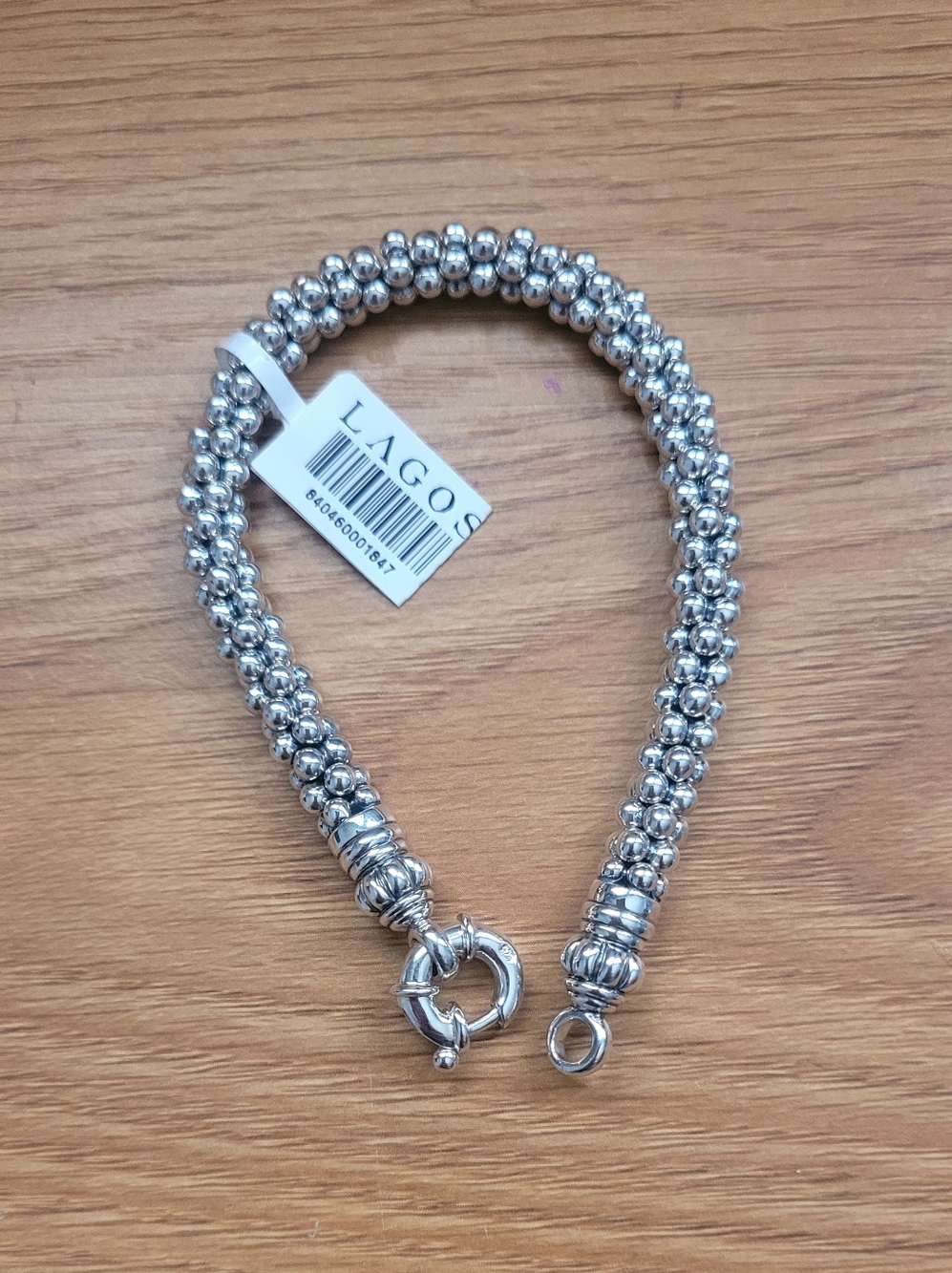 LAGOS Sterling Silver 7mm Caviar Rope Bracelet 7"